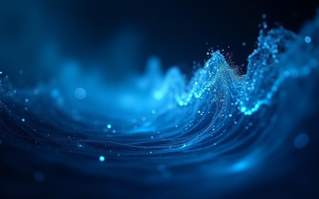 Abstract representation of immersive sound waves and premium audio equipment